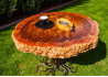 Live Edge Coffee Table / Elm Burl Wood / Steel Design Leg / Acrylic Varnish